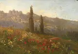 Landscape with poppies in a field Bears artist's by Auguste Anastasi, Oil on canvas, offered Aug 2021