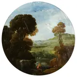 The Road to Emmaus; and Mercury with Argus by Italian School, a pair, oil on panel, tondo, offered Dec 2014