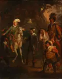 Don Quixote and Sancho Panza by English School, oil on panel, offered Dec 2014