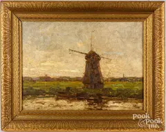 landscape with windmill by Jacob Maris, oil on canvas, sold Aug 2023
