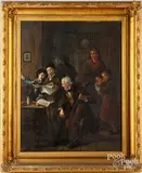 interior figures playing music by Charles Beauregard, oil on canvas, sold Aug 2023