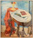 interior by Anthony Ferrara, oil on canvas, sold Jun 2023