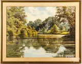 Louisiana landscape titled Bayou Black by Bernard Wynne, oil on board, sold Jun 2023