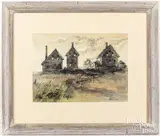 landscape by Philip Jamison, watercolor, sold May 2023
