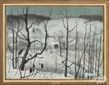 winter landscape titled 9:00pm at Harmony Hill by Barclay Rubincam, pastel, sold May 2023