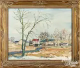 titled Farm Near Bally by Walter Emerson Baum, oil on canvas laid on board, sold May 2023