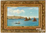 boat racing scene titled Start Point by Hugo Schnars-Alquist, oil on canvas, sold May 2023