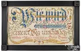 fraktur by Karl Munch, ink and watercolor, sold May 2023