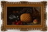 STILL-LIFE PAINTING WITH FRUIT by George Walter Harris, oil on canvas, sold Sep 2024