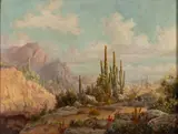 DESERT LANDSCAPE PAINTING by Frank Chilton, oil on canvas, sold Sep 2024