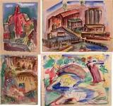 Central Park, N.Y. by Helen Malta, Watercolor and pastel grouping, sold Jun 2020