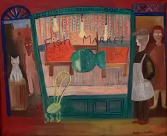 Fish Market Lombard St. Balt by Helen Malta, Oil on canvas, sold Jun 2020