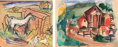 Untitled by Helen Malta, Watercolors on paper (2), sold Jul 2020