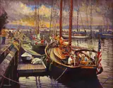 Schooners - Nova Scotia by Joseph James Crilley, Oil on board, sold Aug 2020