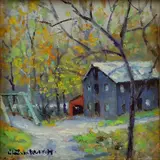 Stemplers Mill Upper Black Eddy Bucks County by Christopher Willett, Oil on board, sold Aug 2020