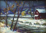 Last Lock House, New Hope, Bucks County, PA by Christopher Willett, Oil on board, sold Aug 2020