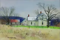 Farm in Ohio by Ranulph Bye, Watercolor, sold Aug 2020