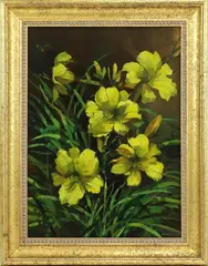 Yellow Lilies by Ben Marcune, Oil on board, sold Aug 2020