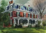 Stover House, Erwinna, Pa by Ranulph Bye, Watercolor, sold Aug 2020