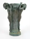 E.B. Parsons. by Edith Barretto Stevens Parsons, Bronze sculpture of two children peering over a pedestal, sold Aug 2020