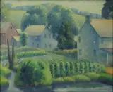 Village Scene by Richard Wedderspoon, Oil on canvas, sold Aug 2020