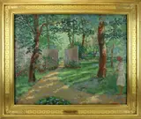 In the Garden by Donald S. Vogel, Oil on masonite, sold Aug 2020