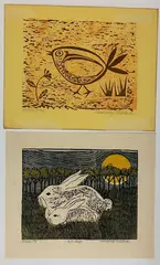 Little Birds by Margery Niblock, Woodblocks, sold Aug 2020