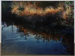 Ponds Edge by David T. Kessler, Oil on wood, sold Sep 2020
