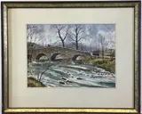 Saucon Creek Bridge by Fred Bees, Watercolor, sold Nov 2020