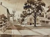 Heckew Welder Place - 1954 - Bethlehem by Fred Bees, Watercolor, sold Nov 2020