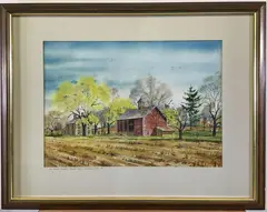 Last Year's Stubbles - Airport Road - Allentown, R.D. PA by Fred Bees, Watercolor, sold Nov 2020