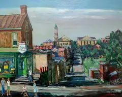 Manayunk Street by Walter Emerson Baum, Oil on masonite, sold Dec 2020