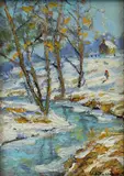 No School, Bucks County PA by Christopher Willett, Oil on Board, sold Dec 2020