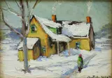 House on the Hill Upper Bucks County PA by Christopher Willett, Oil on board, sold Dec 2020