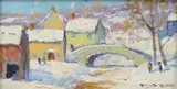 Carversville, Bucks County Pa by Christopher Willett, Oil on board, sold Dec 2020
