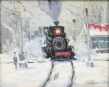 New Hope Train, New Hope, PA by Christopher G. Willett, Oil on board, sold Dec 2020