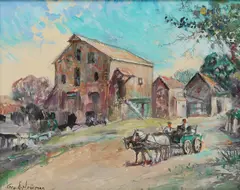 The Hainey's Mill, Snydersville, Pa by George Newman, Oil on board, sold Dec 2020