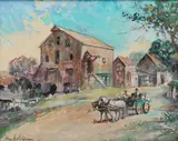 The Hainey's Mill, Snydersville, Pa by George Newman, Oil on board, sold Dec 2020