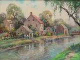 Along the Delaware Canal by George Newman, Oil on board, sold Dec 2020