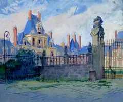 Palace of Fontainebleau, France by Violet Oakley, Watercolor, sold Dec 2020