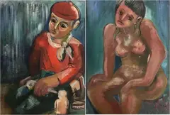 Helen Malta by Helen Malta, Watercolor/gouache (2) on board, sold Jan 2021