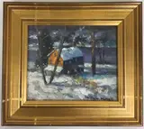 River Rd., North of New Hope PA, Christopher Willet by Christopher G. Willett, Oil on board, sold Feb 2021