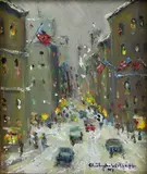 New York Lights by Christopher Willett, Oil on board, sold Mar 2021