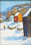 Pt. Pleasant River Rd. Bucks County PA by Christopher Willett, Oil on panel, sold Mar 2021