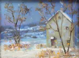 January: Bucks County New Hope, Pa by Christopher Willett, Oil on board, sold Mar 2021