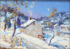 Upper Mt. Rd Bucks County by Christopher Willett, Oil on board, sold Mar 2021