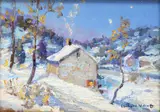 Upper Mt. Rd Bucks County by Christopher Willett, Oil on board, sold Mar 2021