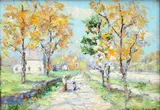 Morning Walk, Point Pleasant, Bucks County, Pa by Christopher Willett, Oil on board, sold Mar 2021