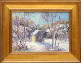 Road to Lake Galena, New Britain, Bucks County by Christopher Willett, Oil on board, sold Mar 2021