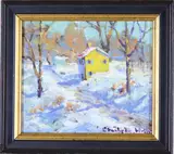 House on the Hill, Bucks Countyu, New Hope, PA by Christopher Willett, Oil on board, sold Mar 2021
